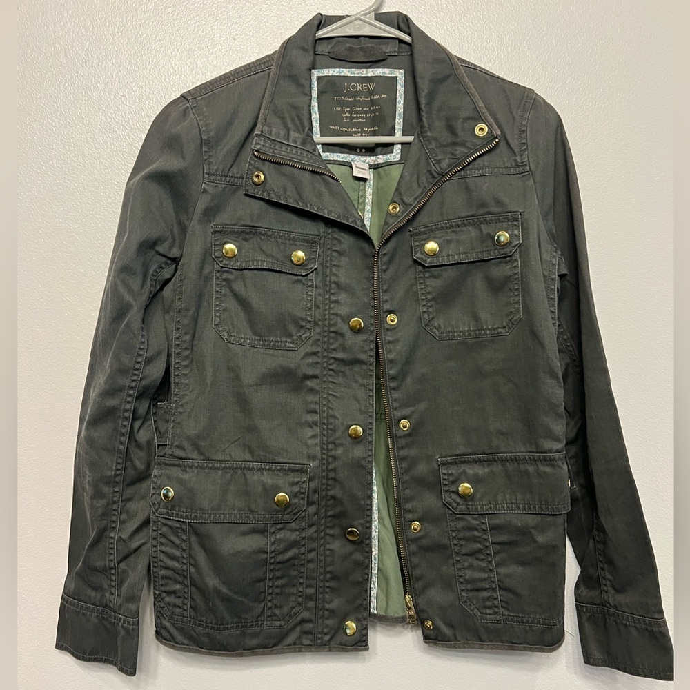 J Crew Womens XS Downtown Field‎ Jacket Green Utility Coat